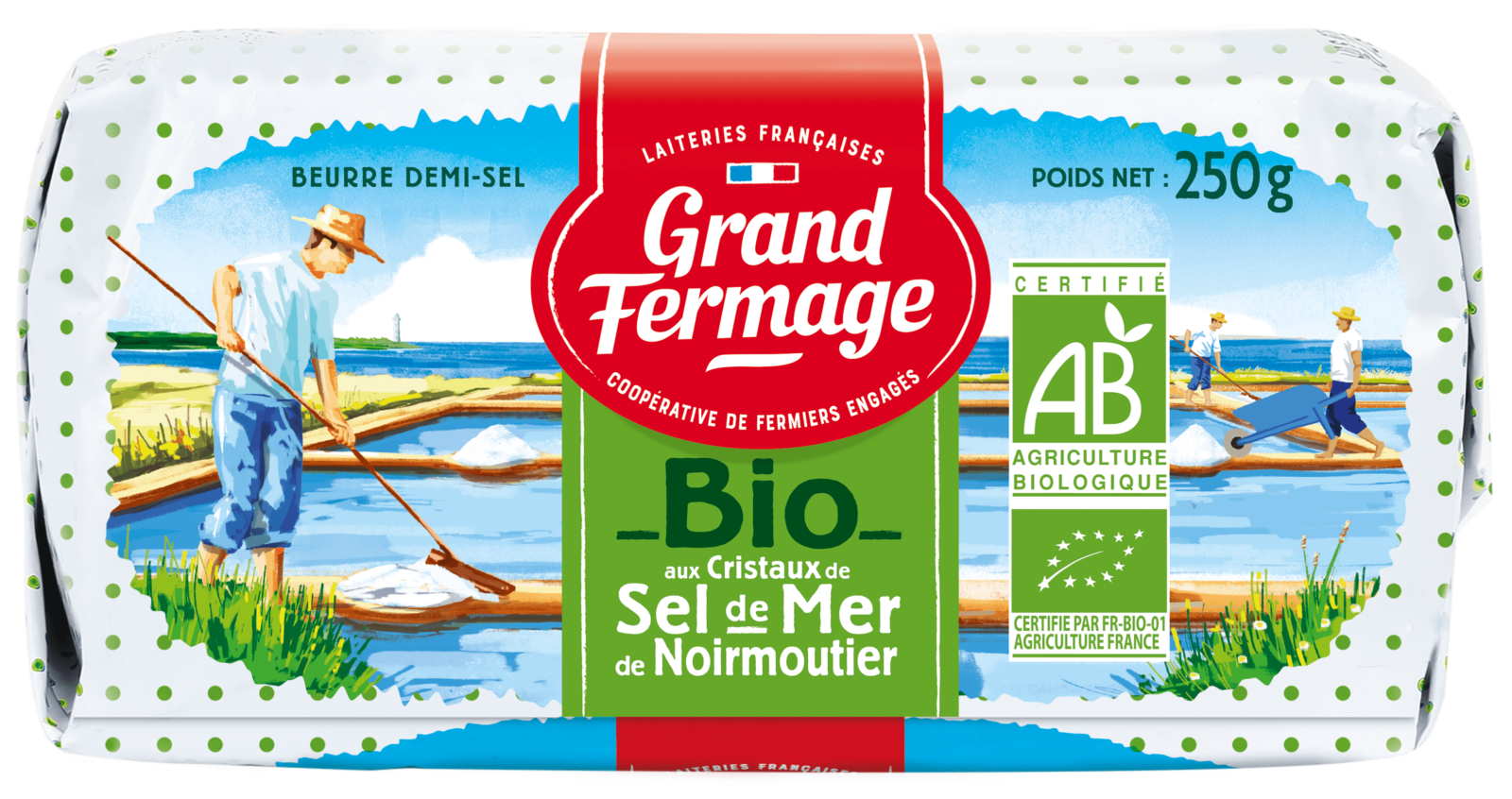 Beurre moulé demi-sel Charentes-Poitou AOP - Grand Fermage